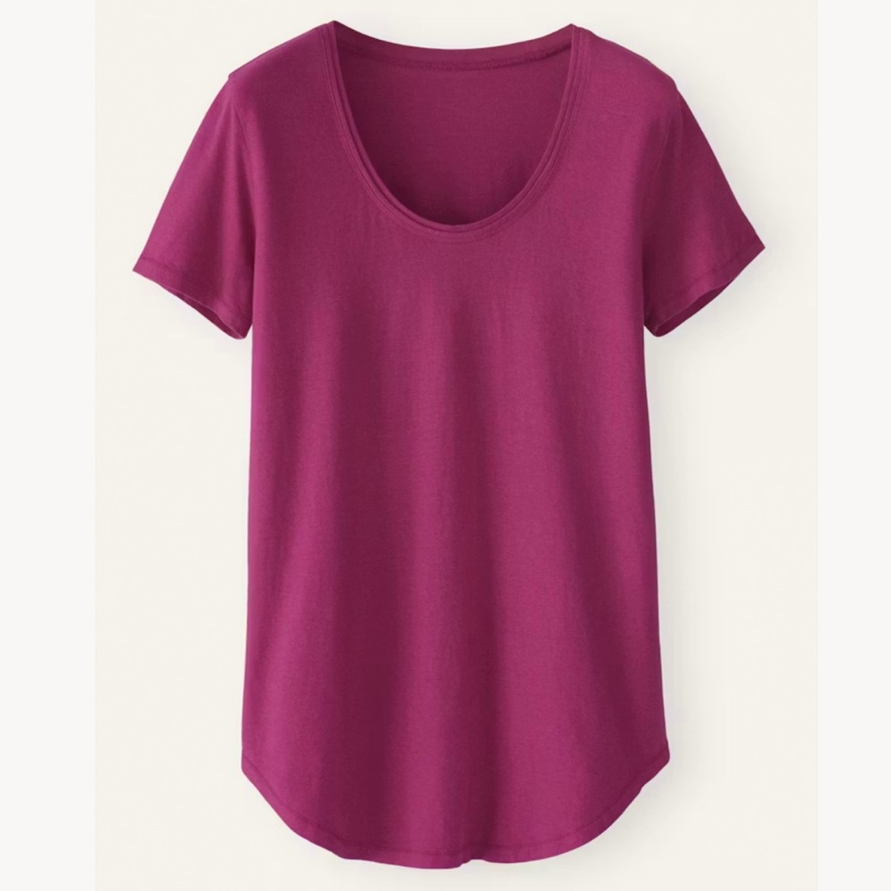 Poetry Women’s Organic Cotton + Hemp Scoop Neck Tee Shirt in Dark Fuschia US 18 - Picture 3 of 11